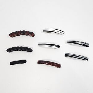 Vintage French Style Curved Hair Barrettes Lot of 8 Mixed Designs